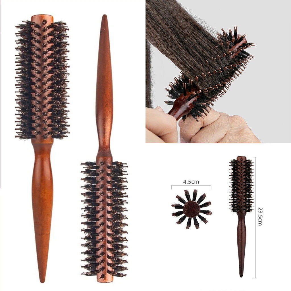 GIFTER Wooden Hair Blower Brush Massage Cylinder Roller Comb Straight ...