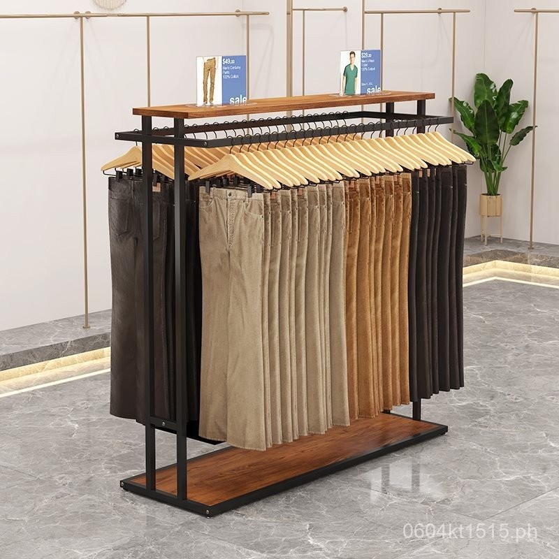 Store Display Rack Hanger Stand Middle Island Double Row Clothing Store ...