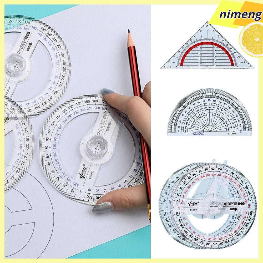 NIMENG 180/360 Degree Protractor, Plastic Transparent Angles Measuring ...