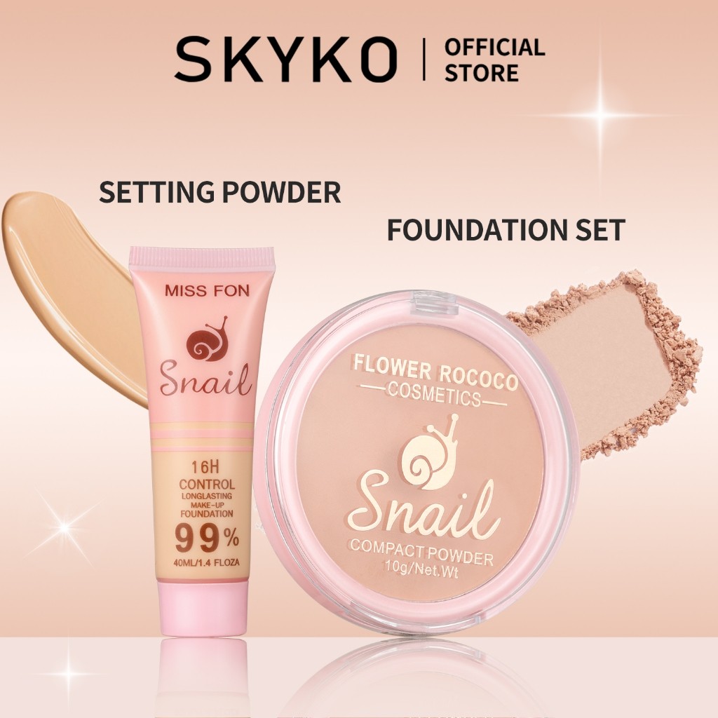 SKYKO Oil Control Long-Lasting High-Pigment Matte Foundation + Powder 2 ...