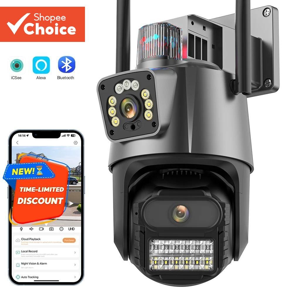 Dual Lens Outdoor Security Camera With Siren Full 360degrees Wifi Night ...
