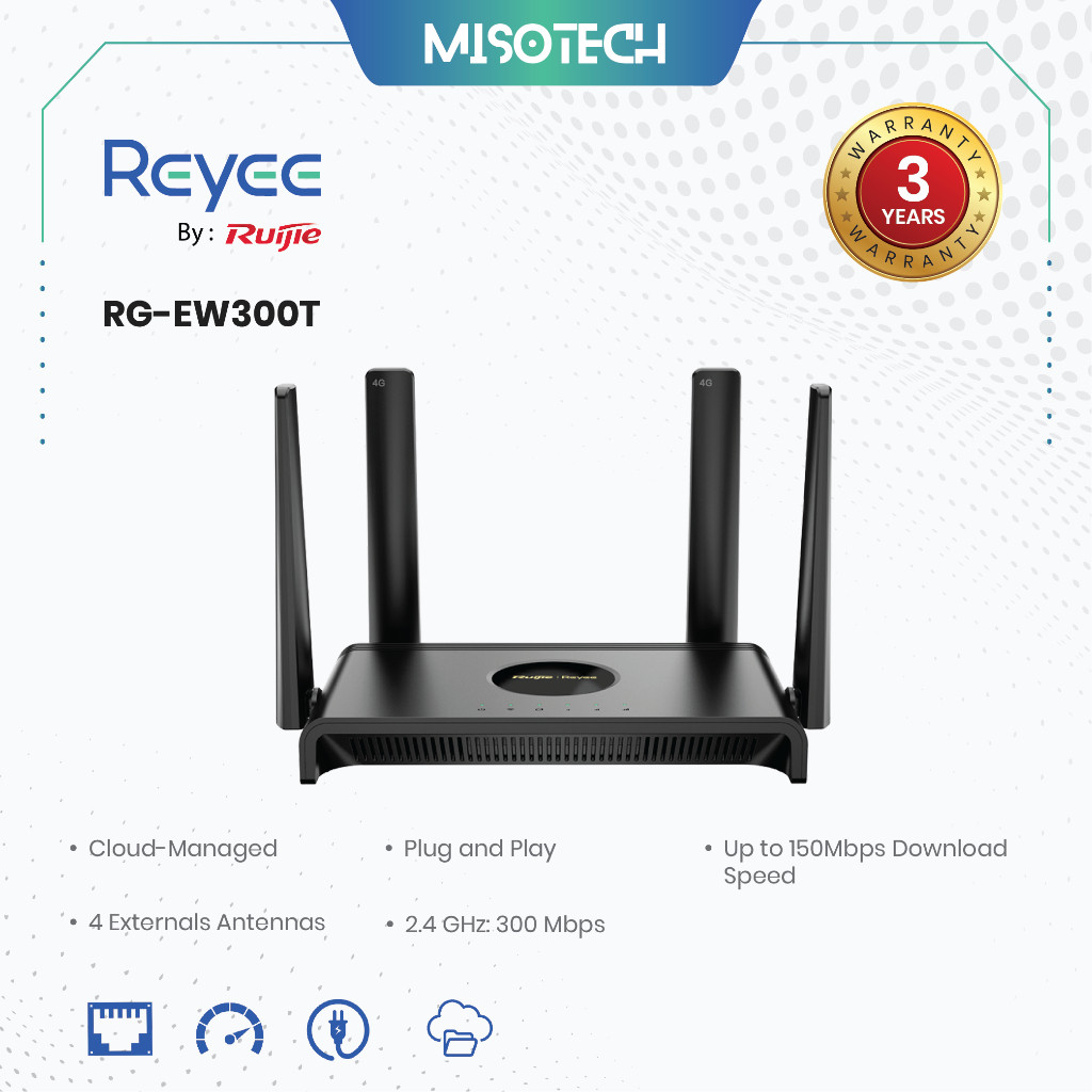 RUIJIE Reyee Wireless 4G Router LTE Wi-Fi 4 300M RG-EW300T | Shopee ...