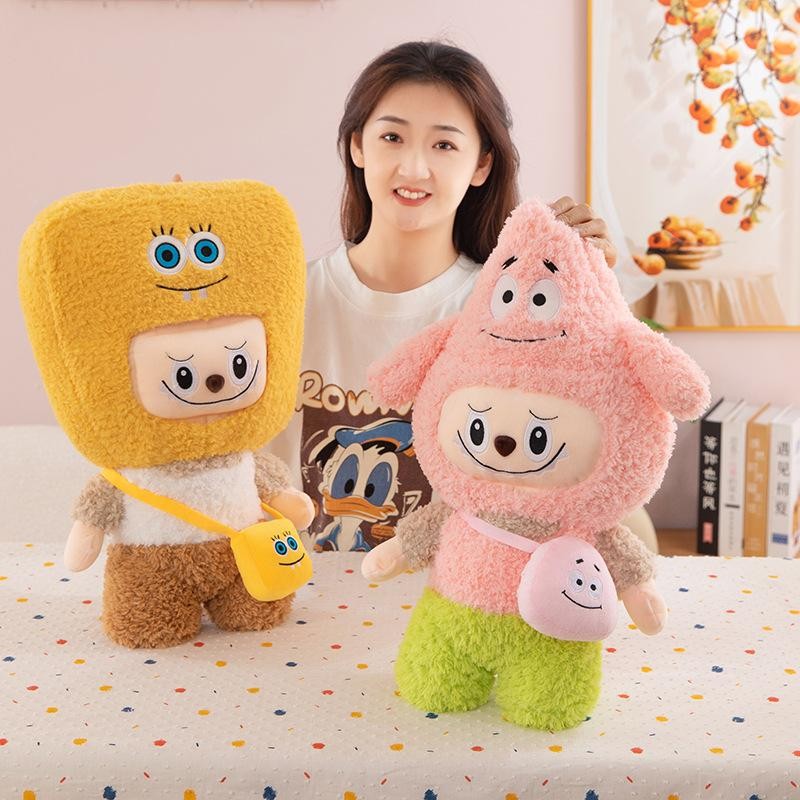 New Transformable SpongeBob Patrick Labubu Cute Plush Toy Birthday Gift ...
