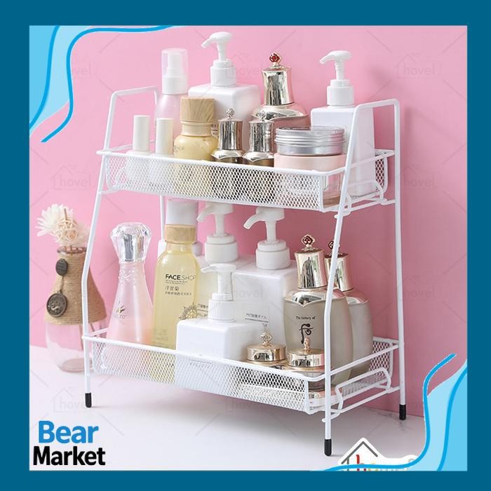 BEAR Bathroom Skincare Cosmetic Rack 2 Layers Aesthetic Iron Table ...