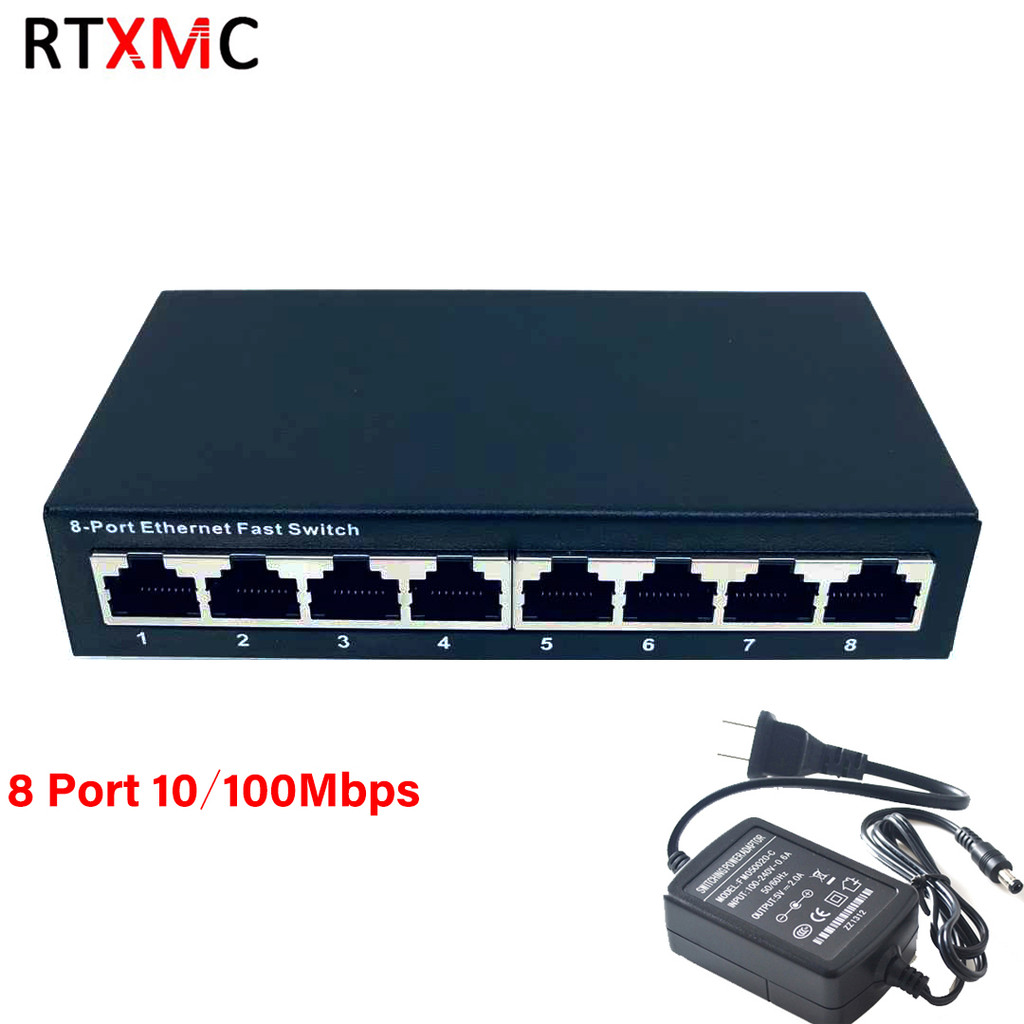 Iron shell 8 Port 10/100Mbps Network Switches Mini Ethernet Fast ...