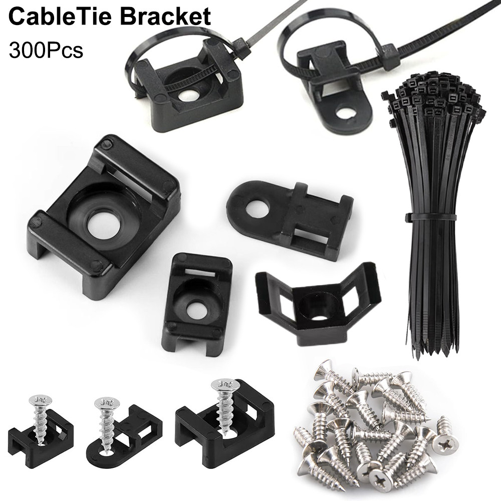 100 Pcs Saddle Type Cable Tie Mounts with 100 Pcs 200mm Cable Ties ...