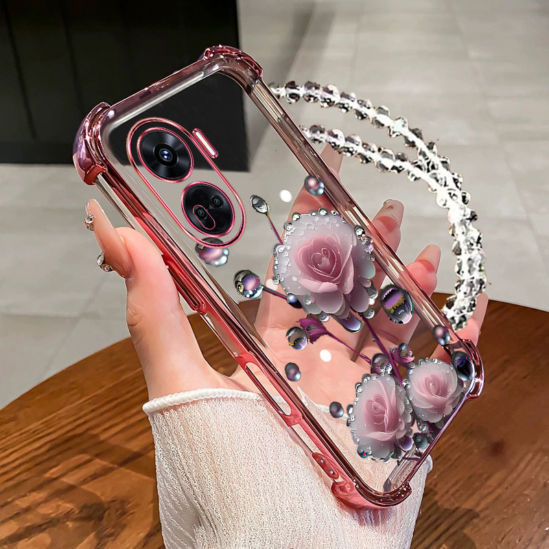 Case for OPPO reno 11 12 13 Pro reno 12F 13F 5G Phone case pink flower ...