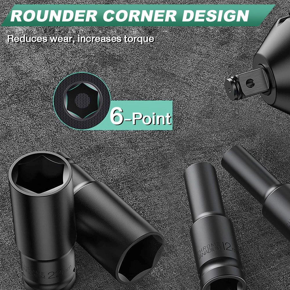 1/2Inch Extended Electric Wrench Socket Set Hexagonal Impact Socket Set ...