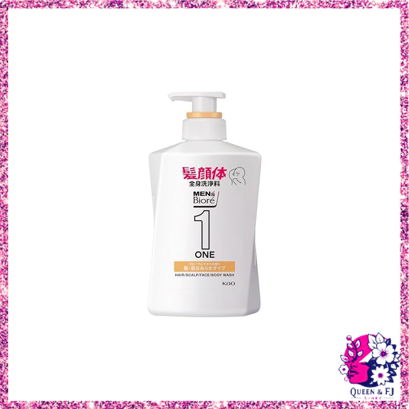 Men's Biore ONE All-in-One Body Wash 480ml - Floral Soap Scent for Hair ...