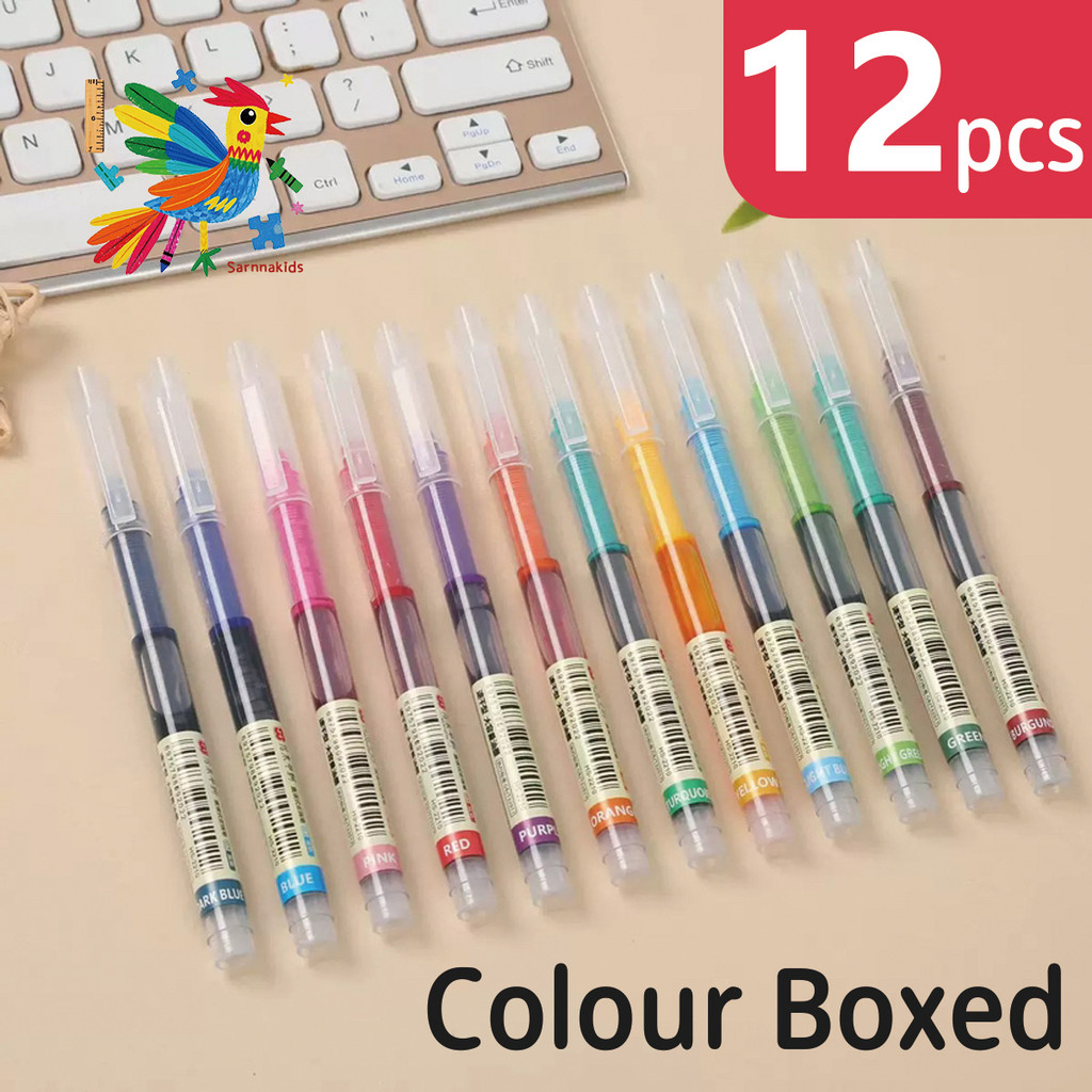 12PCS Colorful Straight Liquid Pen 0.5mm Gel Pen Quick-Drying ...