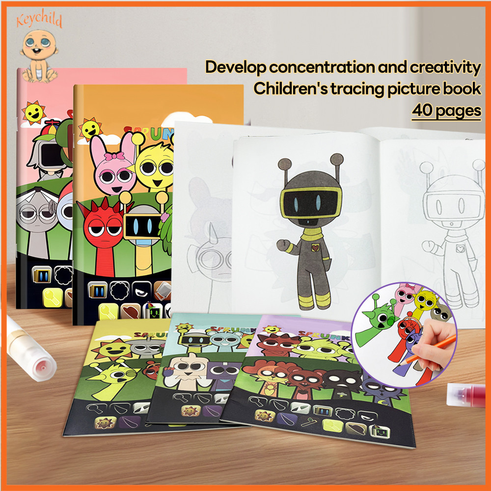 Keychild Children'S Sprunki Coloring Book Sprunki Drawing Stencils Set ...