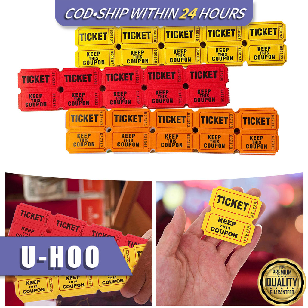 200 Pcs Raffle Ticket Printing Double Roll Ticket, Entrance Admit ...