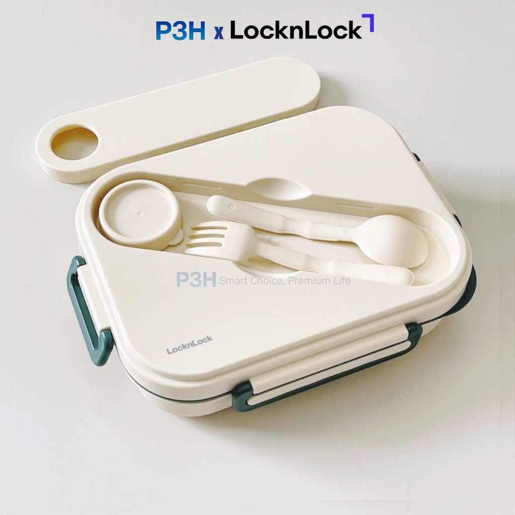 LocknLock lunch box divided into 5 compartments with spoon and fork ...