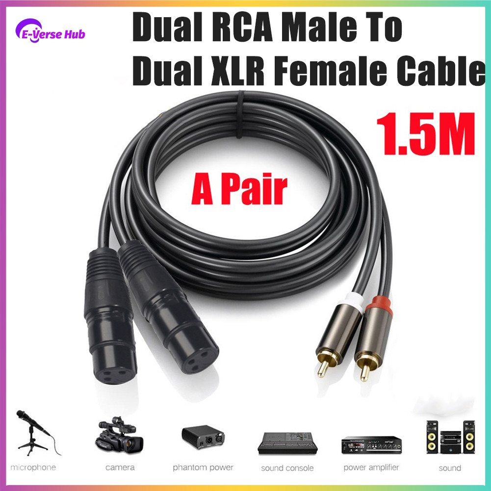 Dual RCA Male to Dual XLR Female Cable Phono Plug HiFi Stereo Audio ...