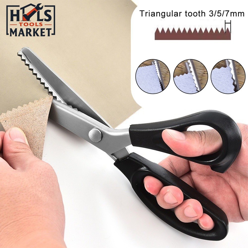 Stainless Steel Pinking Shears Sewing Scissor Fabric Leather Craft ...