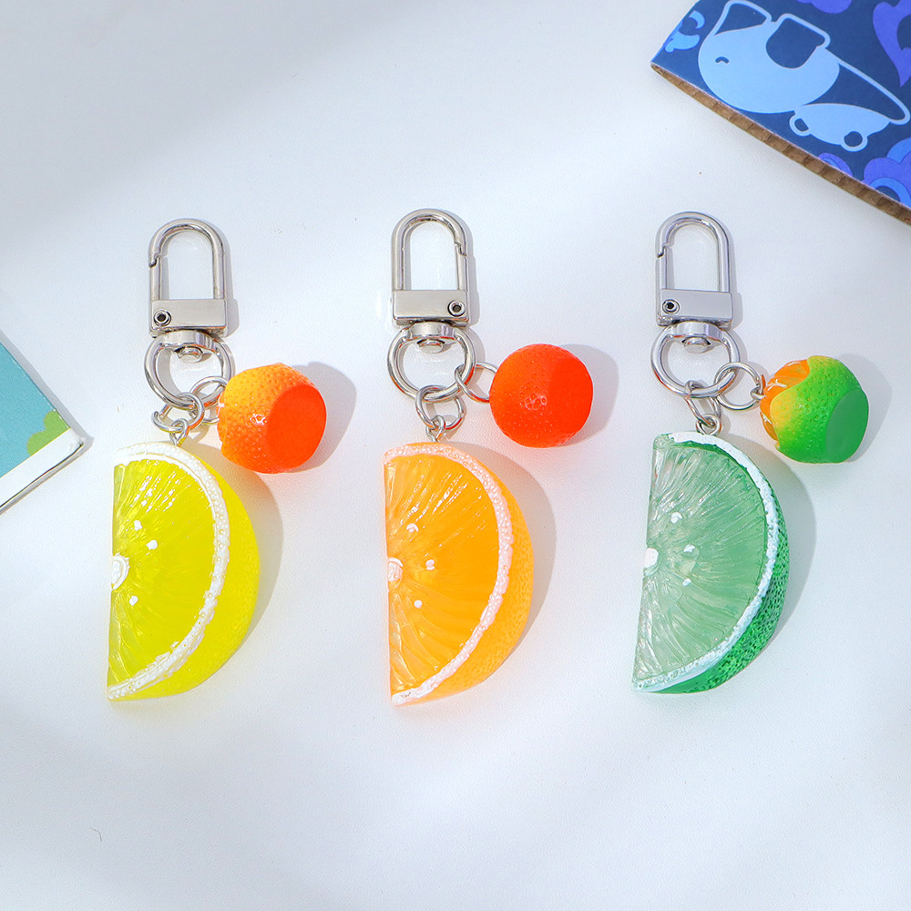Sweet Orange Shape Keyring Lovely Simulated Fruit Keychains Earphone ...