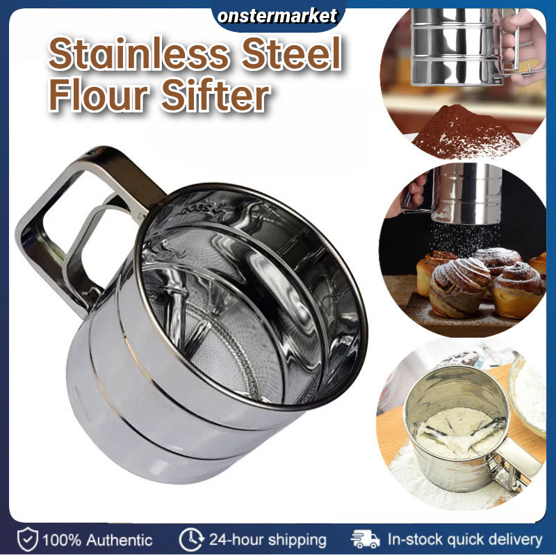 Baking Flour Sifter Stainless Steel Flour Sifter with Handle Mesh ...