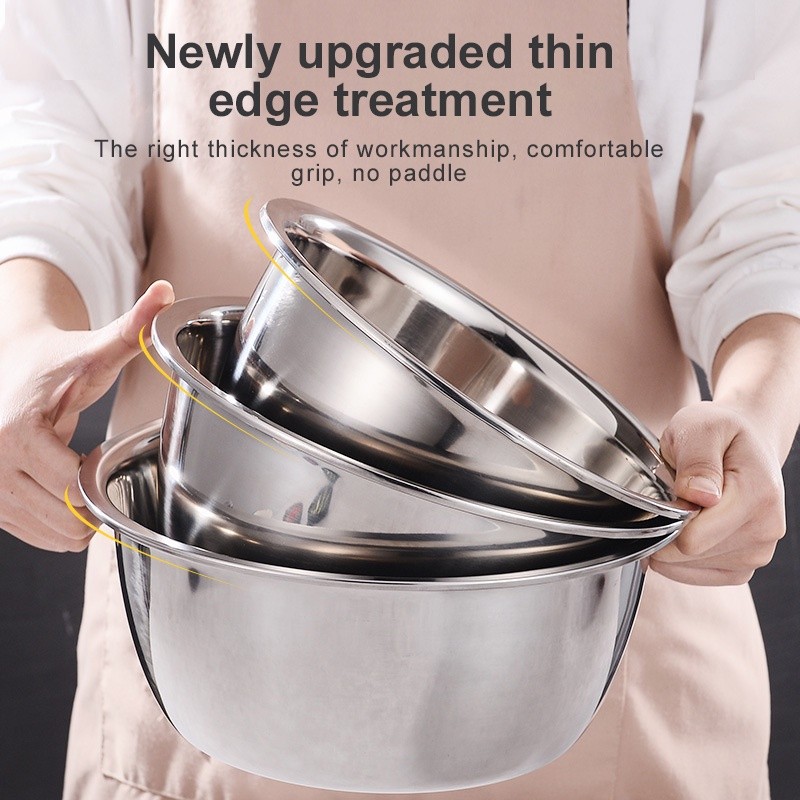 Stainless Steel Mixing Bowl Baking Bowl Cooking Basin Bowl Salad Bowl ...