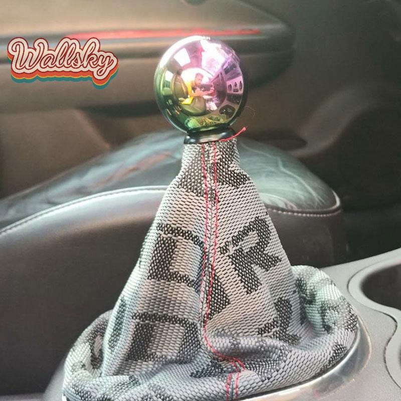 thumbnail image 2 of MUGEN Style Shift Knob Boot Cover With Red Stitches – Fabric Gradation, Fits MT/AT 2 of 6