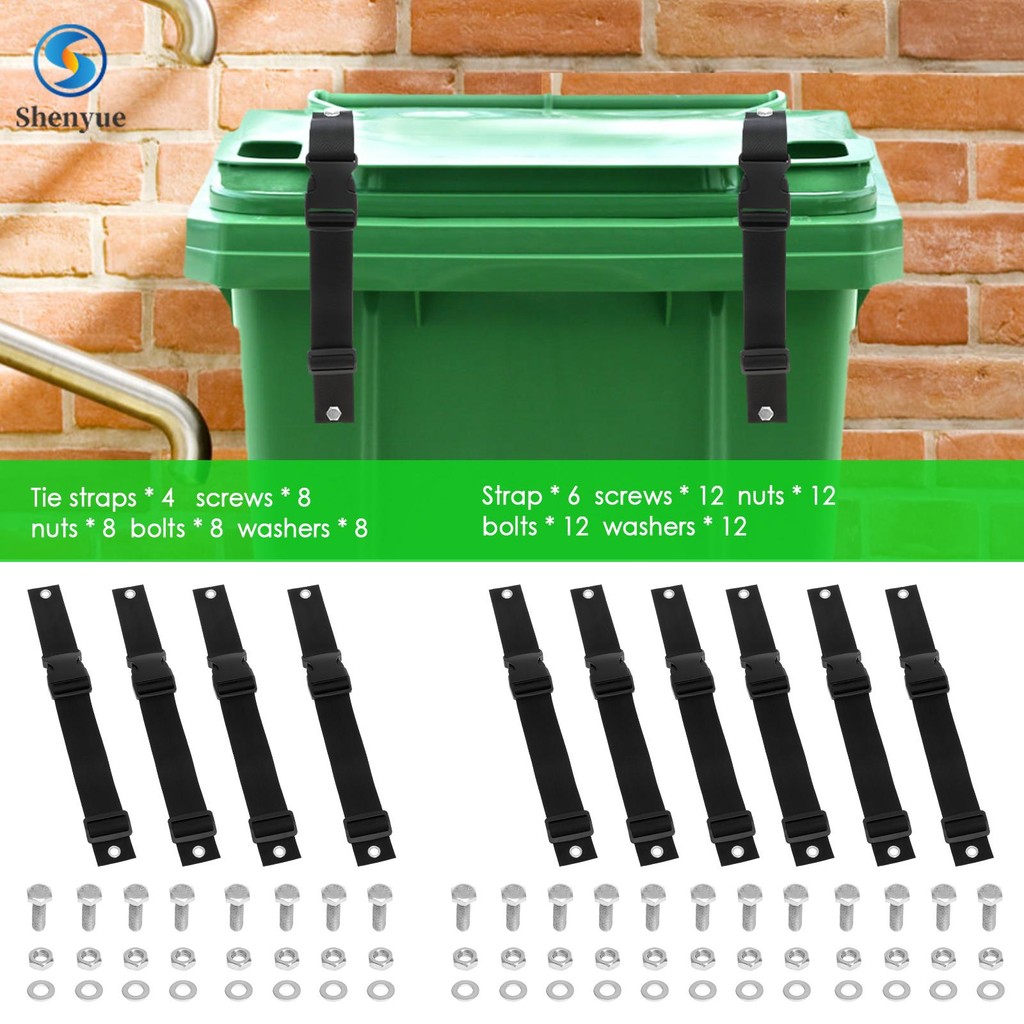 4/6Pcs Nylon Trash Bin Lock Adjustable Length Trash Can Lid Lock for ...