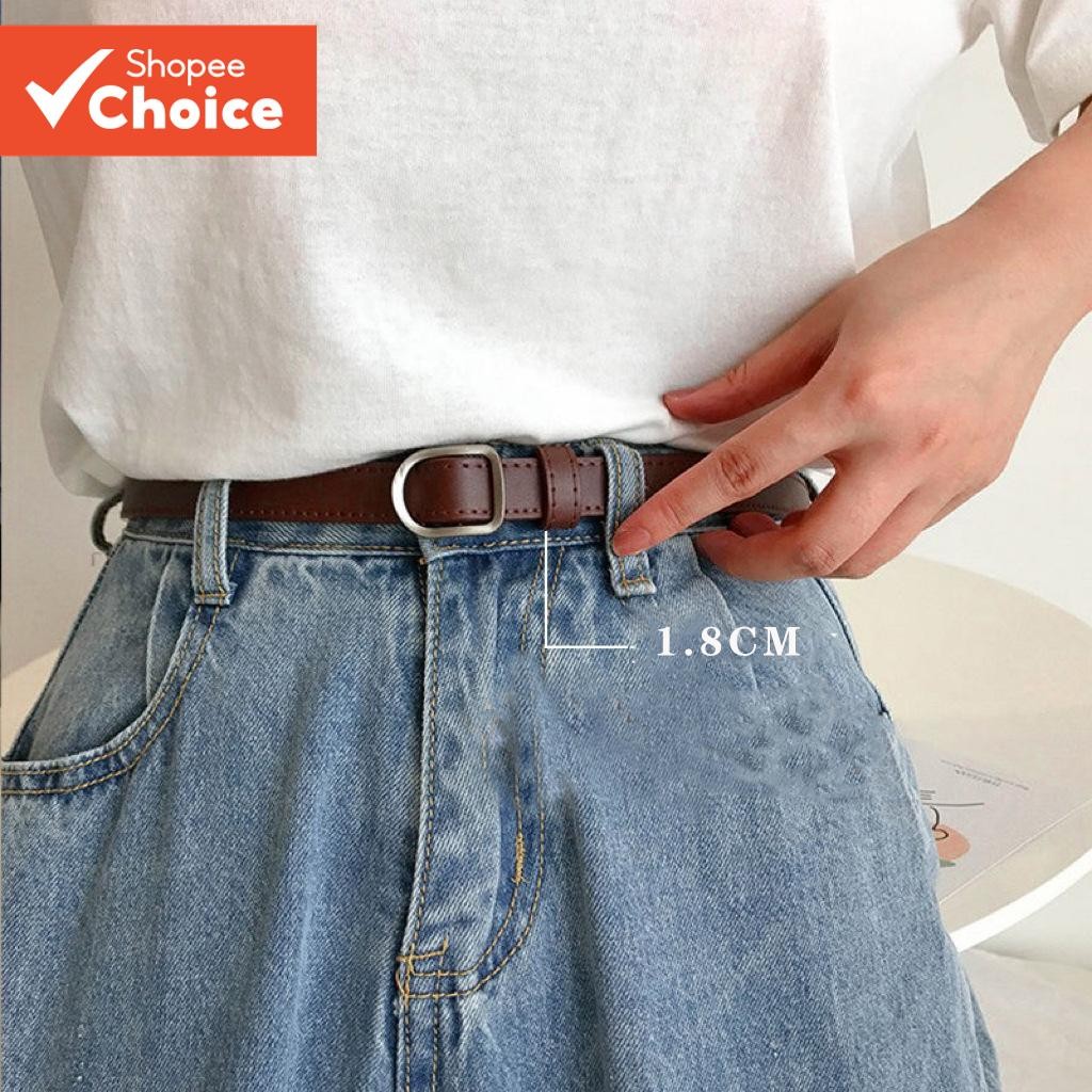 Korean Style Perforated Leather Belt Unisex Minimalist Retro Versatile ...