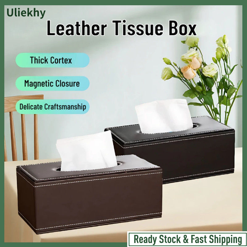 Uliekhy Leather Tissue Box Rectangular Napkin Holder Desk Organizer ...