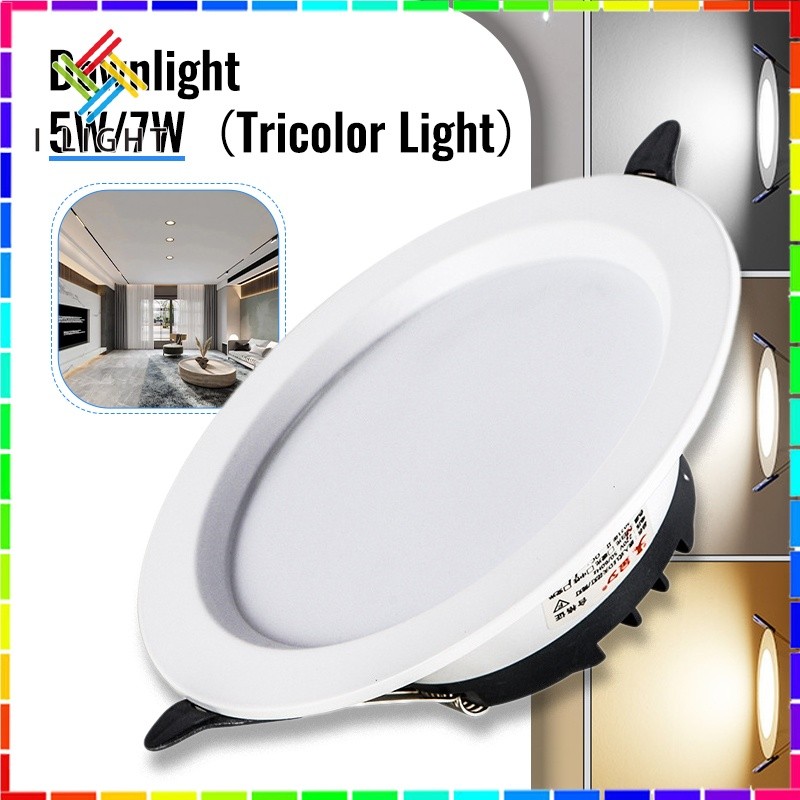 LED Downlight Recessed Pin Lights Panel Ceiling Light, 5W/7W Tri-Color ...