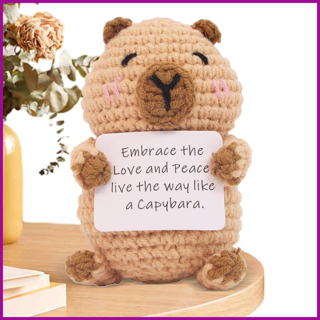 Positive Capybara Emotional Support Plush Cute Room Decor Knitted Toys ...