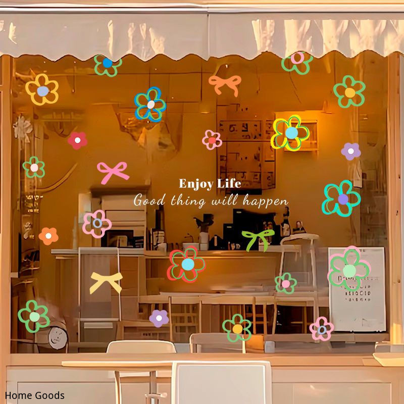 Creative Hand-painted Small Flower Electrostatic Glass Stickers ...
