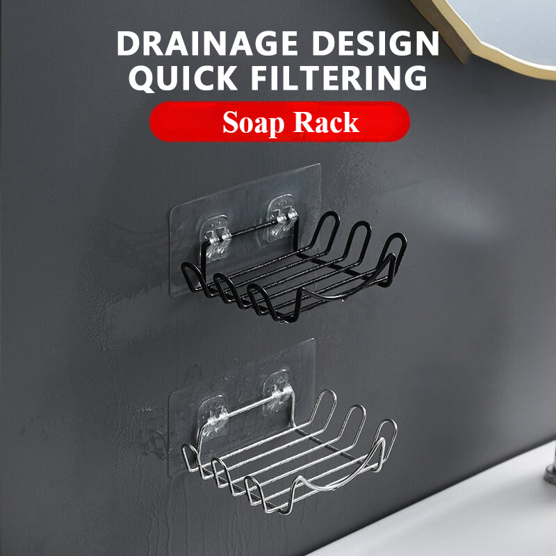 Stainless Steel Soap Rack Wall Mounted Soap Holder Drain Soap Tray No ...
