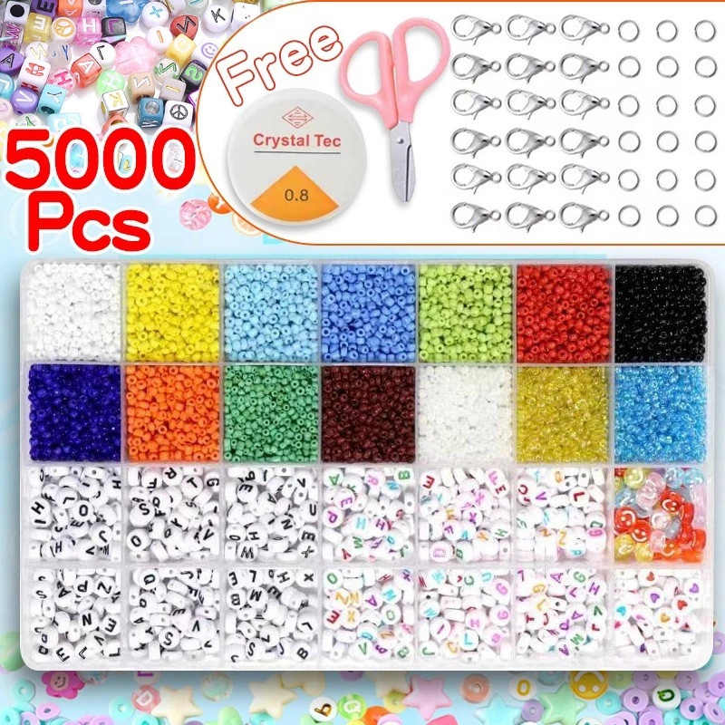 5000pcs 3mm Beads Kit DIY acrylic letter beads kit set for Name ...