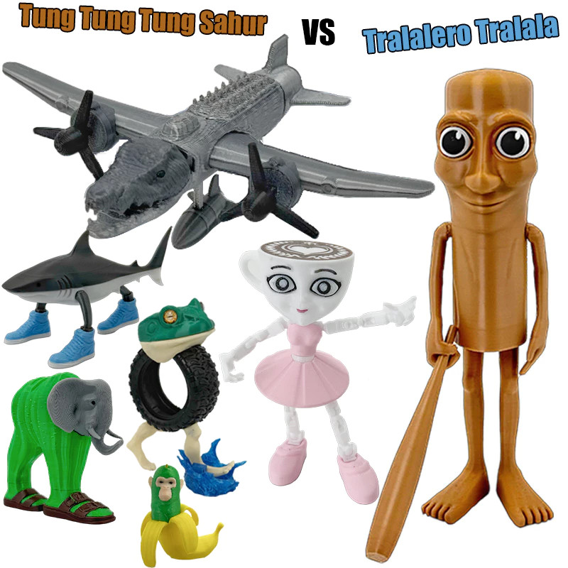 thumbnail image 2 of Italian Brainrot Stuffed Figure Pillow - Tralalero Tralala Tung Tung Tung Character Plush 2 of 13