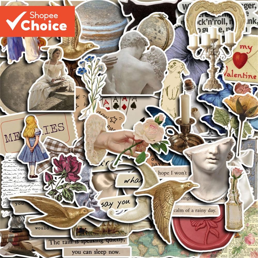 50pcs Retro Art Creative Stickers Diy Computer Washi Scrapbooking ...