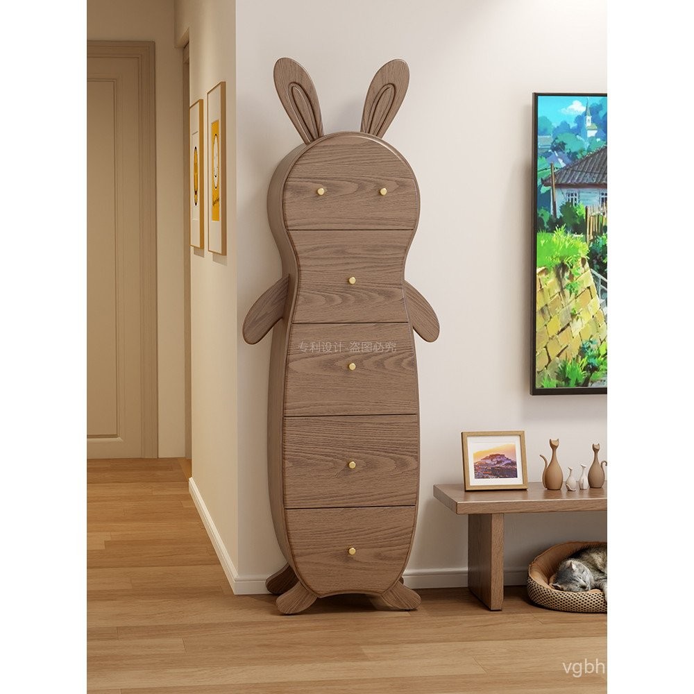 Rabbit Five-Drawer Cabinet Solid Wood Storage Cabinet Living Room Wall ...