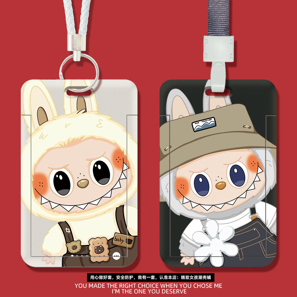 [LABUBU Card Holder] Couple LABUBU Student Slide Cartoon Card Holder ...