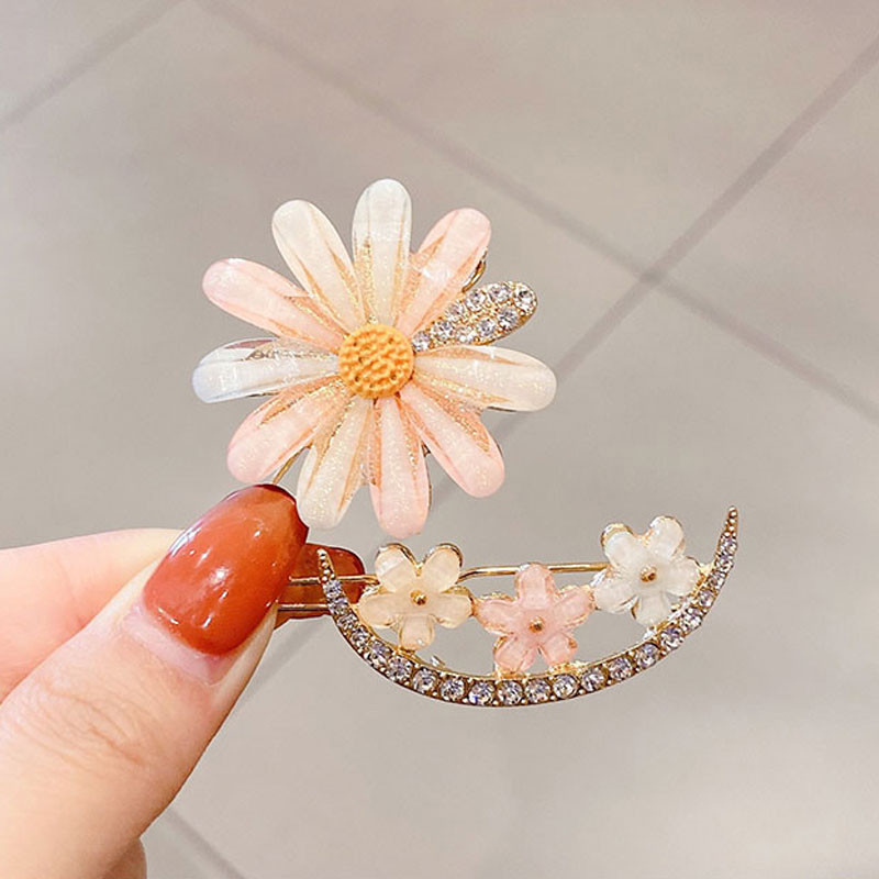 Flower forest crystal hairpin simple hair accessories frog buckle bangs ...