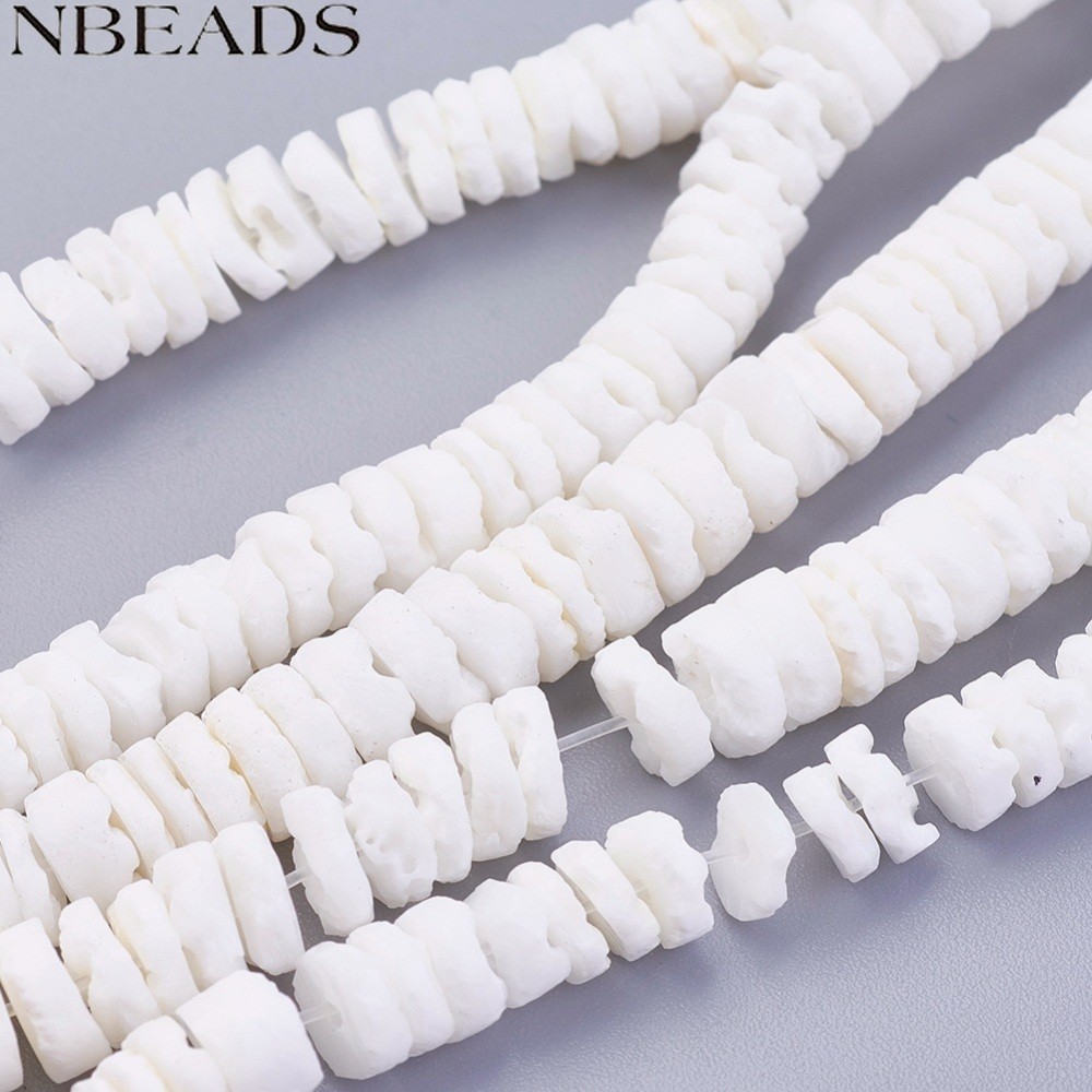 1strand White Shell Beads Strands Disc/Flat Round Heishi Beads 5.5~7 ...