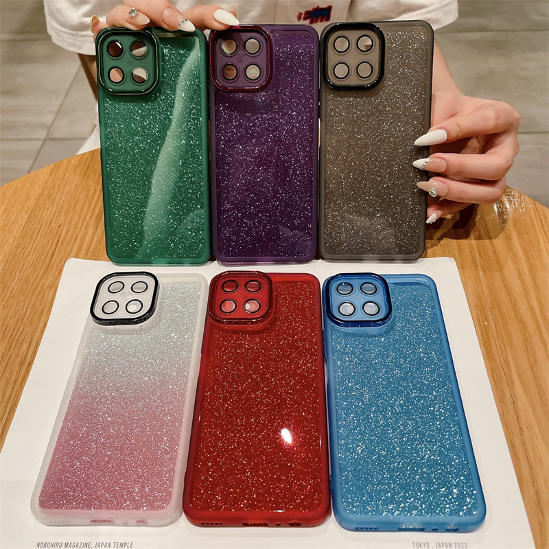 Glitter Phone Casing Honor X6C HonorX6C Soft Case Fashion Transparent  Camera Lens Protection Candy Color Shiny Back Cover Case - Main Image