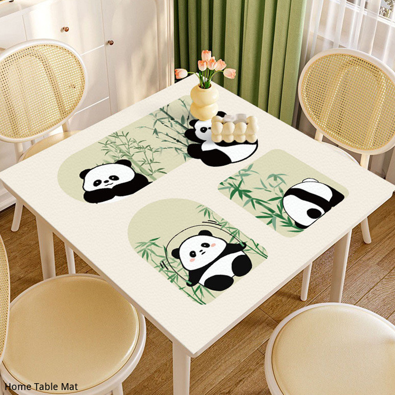 Cartoon Cute Panda Pattern Square Table Mat Waterproof Oil-proof Heat ...