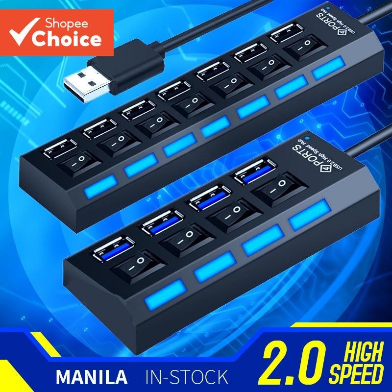 7 ports USB Hub Hi-Speed 2.0 Hub 480Mbps On/Off Switch | Shopee Philippines