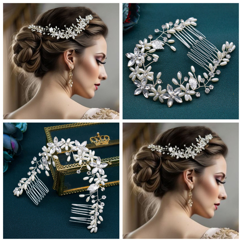 Bridal Tiara Hair Band, Wedding Hair Side Decoration Comb Rhinestone ...