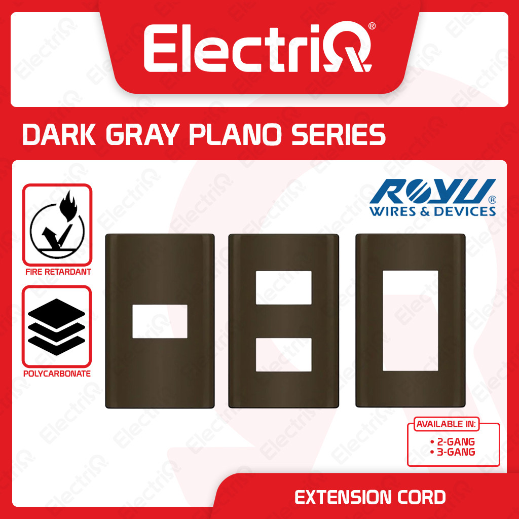 Electriq | Royu Easy Installation 2 to 3 Gang Plate Dark Gray Plano ...