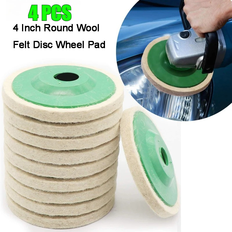 4PCS 4 Inch Wool Polishing Wheel Buffing Pads Angle Grinder Wheel Felt ...