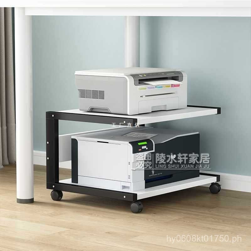 Double Layer♡Storage Rack for Home Use, Movable Copy Printer File ...