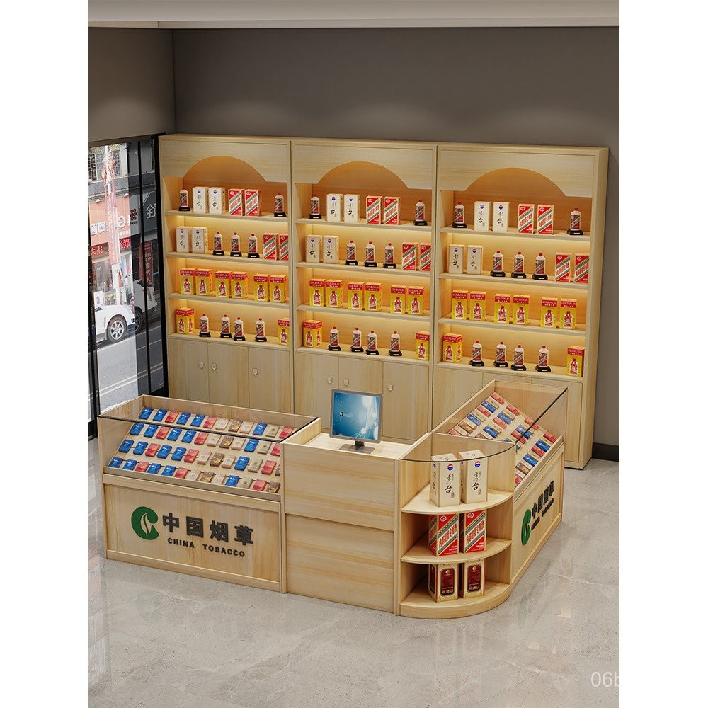 Supermarket Cigarette Display Cabinet Cashier Counter Integrated ...