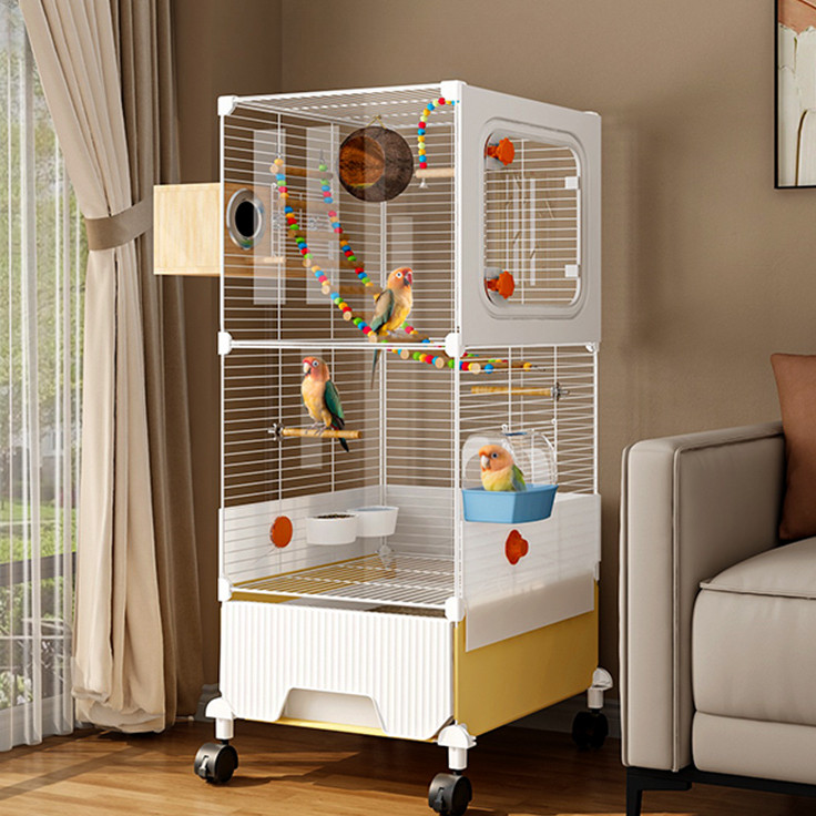 Picture of Wrought Iron Large Bird Cage for Parrot - Anti-Spill Aviary for Sun ...