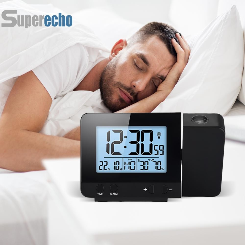 Projection Alarm Clock Temperature Humidity Monitor 180° Rotatable ...