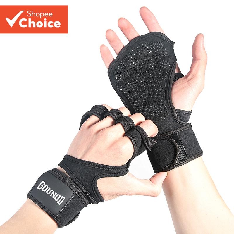 Sports Weight Lifting Gloves Fitness Training Gym Wrist Band Crossfit ...