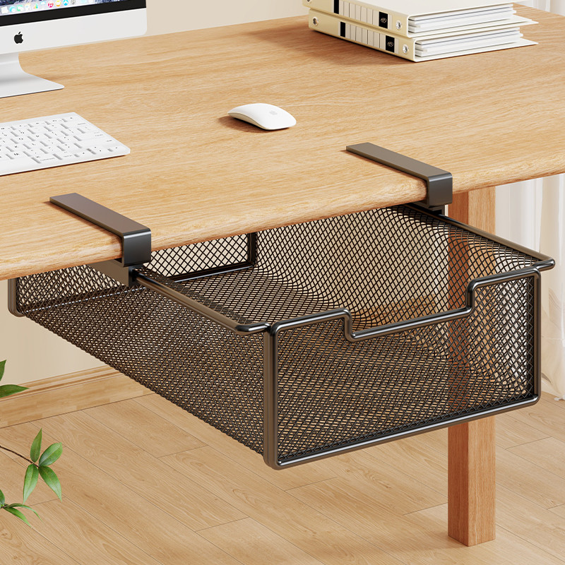 Under Desk Organizer Storage Basket Hanging Shelf for Office Desk Side ...