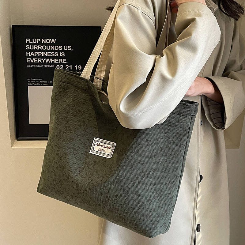 Japanese Retro Floral Shoulder Bag Fashion New Women's Corduroy Tote ...